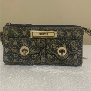 Vintage GUESS Y2K Denim Monogram Wallet / Clutch